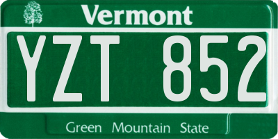 VT license plate YZT852