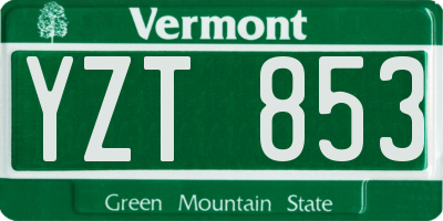 VT license plate YZT853