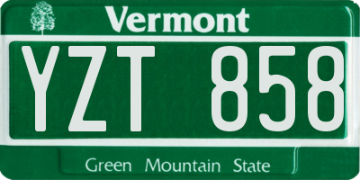 VT license plate YZT858