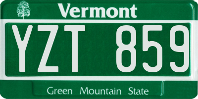 VT license plate YZT859