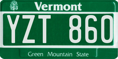 VT license plate YZT860