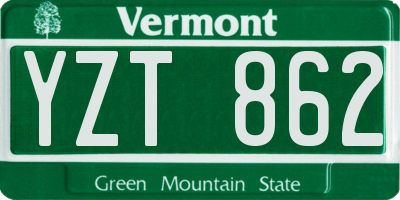 VT license plate YZT862