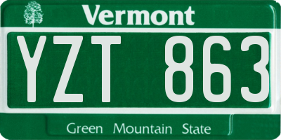 VT license plate YZT863