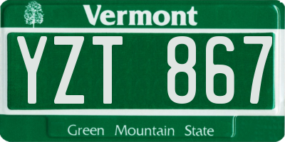 VT license plate YZT867