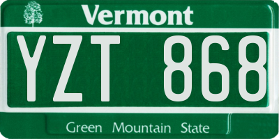 VT license plate YZT868