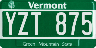 VT license plate YZT875