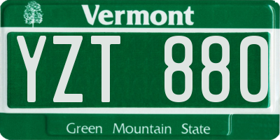 VT license plate YZT880