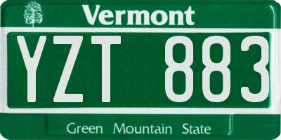VT license plate YZT883