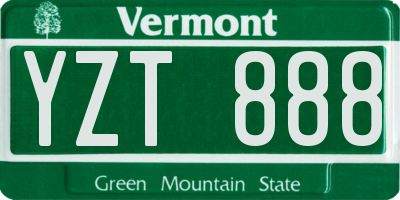 VT license plate YZT888