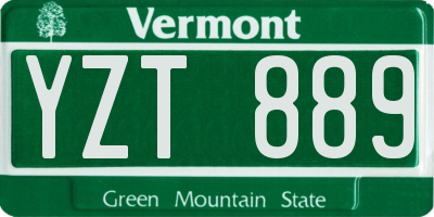 VT license plate YZT889