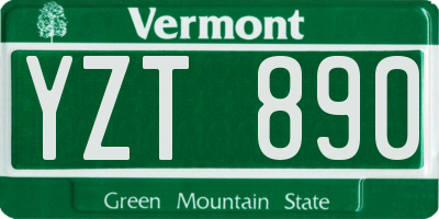 VT license plate YZT890