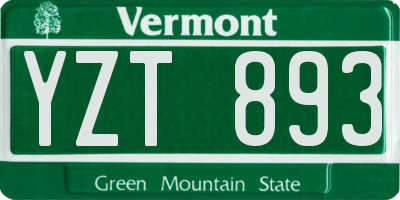 VT license plate YZT893
