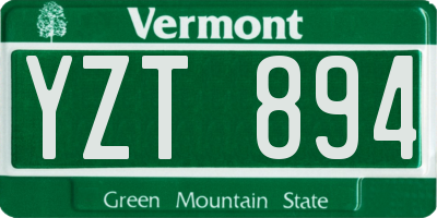 VT license plate YZT894