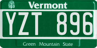 VT license plate YZT896