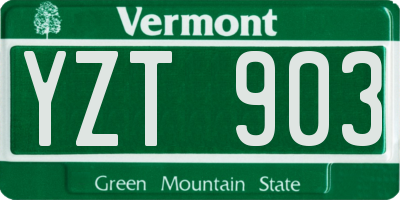VT license plate YZT903