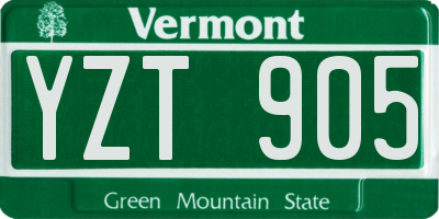 VT license plate YZT905
