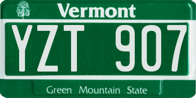 VT license plate YZT907