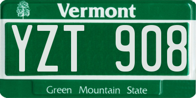 VT license plate YZT908