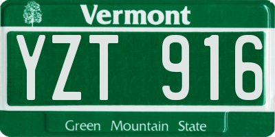 VT license plate YZT916