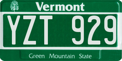 VT license plate YZT929