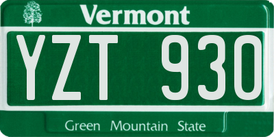 VT license plate YZT930