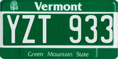 VT license plate YZT933