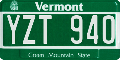 VT license plate YZT940