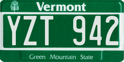 VT license plate YZT942