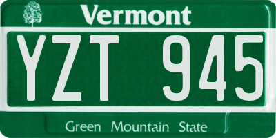 VT license plate YZT945