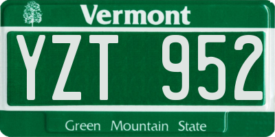 VT license plate YZT952
