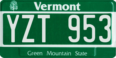 VT license plate YZT953