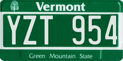 VT license plate YZT954