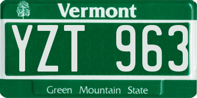 VT license plate YZT963