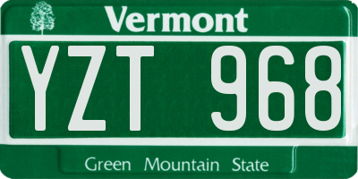 VT license plate YZT968