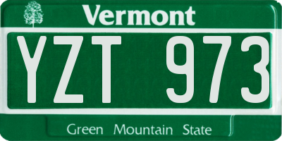 VT license plate YZT973