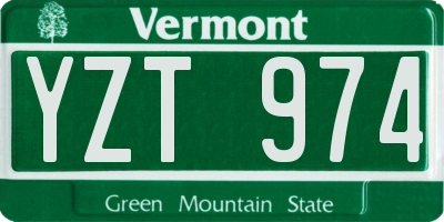 VT license plate YZT974