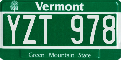 VT license plate YZT978