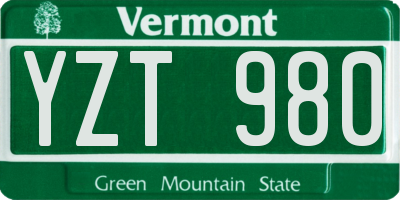 VT license plate YZT980