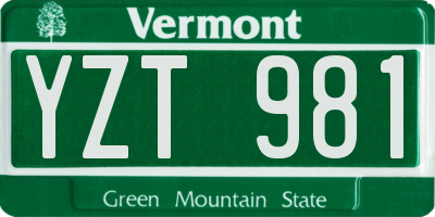 VT license plate YZT981