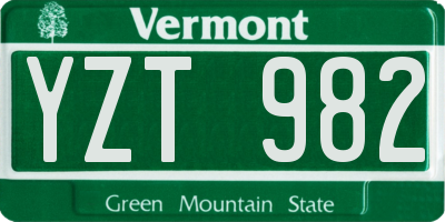 VT license plate YZT982