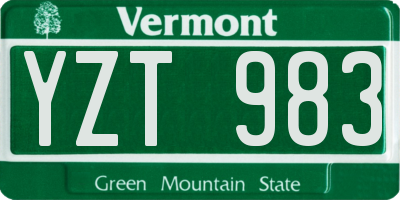 VT license plate YZT983