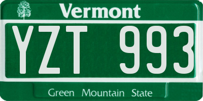 VT license plate YZT993