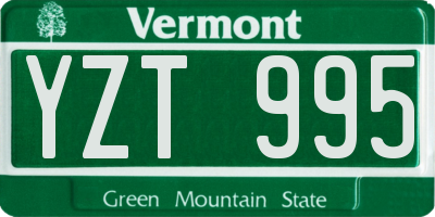 VT license plate YZT995
