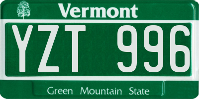 VT license plate YZT996