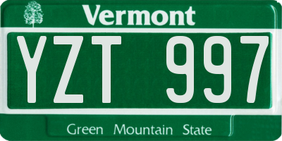 VT license plate YZT997