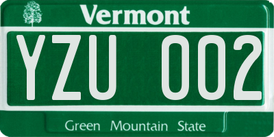 VT license plate YZU002