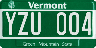VT license plate YZU004