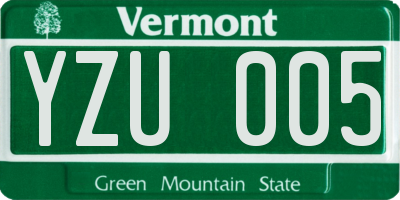 VT license plate YZU005