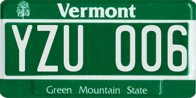VT license plate YZU006