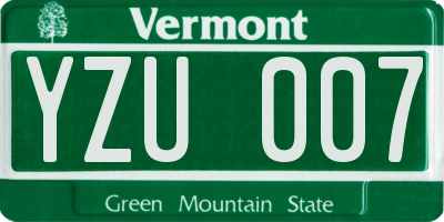 VT license plate YZU007
